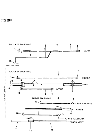 1987 Dodge Aries Vapor Canister Hose Harness Diagram 1