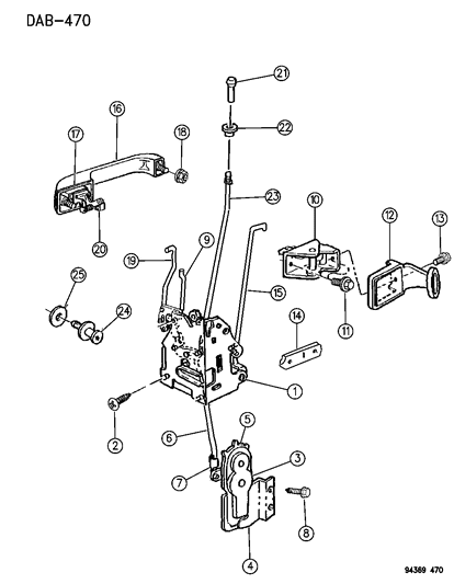 1995 Dodge Ram Wagon Door, Single Rear Cargo Lock And Controls Diagram