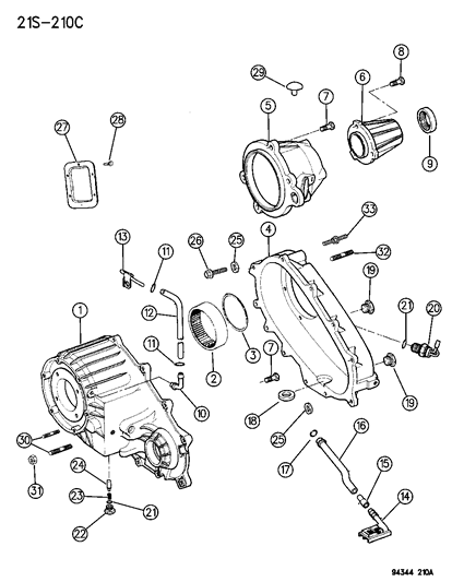 1995 Dodge Ram 2500 Case Transfer Rear Diagram for 4883944AA