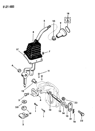 1986 Jeep Wrangler Boot, Transmission Shift Diagram for J5752141