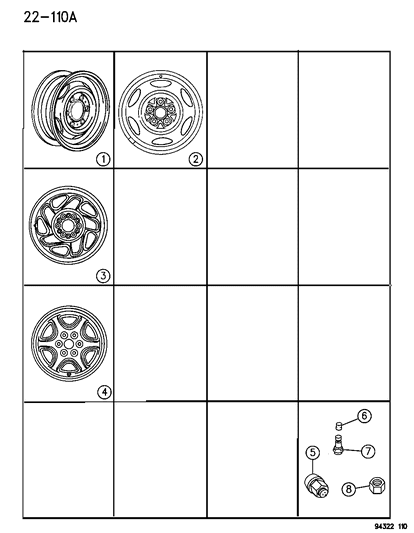 1995 Dodge Dakota Aluminum Wheel, 15X6.0 Diagram for 5FH30SD8