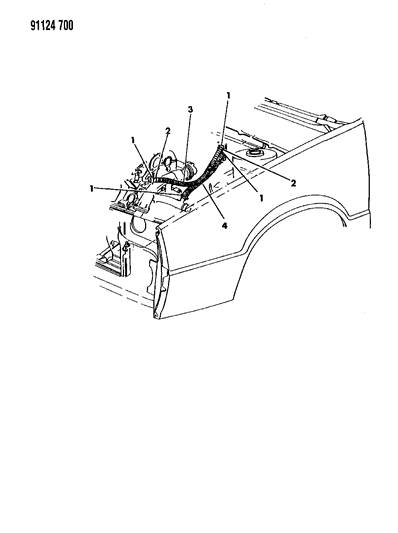 1991 Chrysler LeBaron GTC Plumbing - Heater Diagram 2