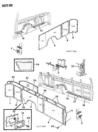 1993 Dodge Ram Van Panels - Trim Lower Diagram