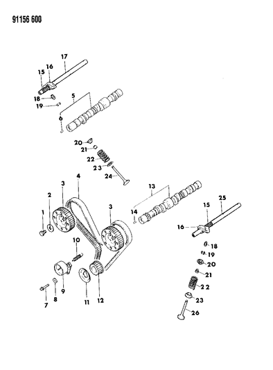 1991 Chrysler New Yorker Camshaft & Valves Diagram 2