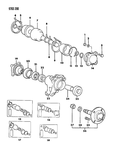 1989 Chrysler Conquest Axle, Rear Housing And Shaft Diagram