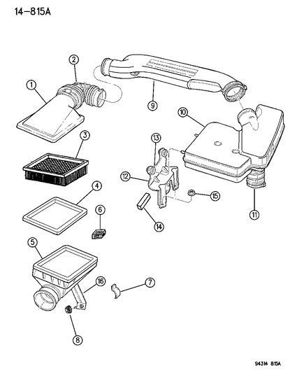 1996 Dodge Dakota Air Cleaner Diagram 1