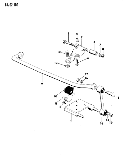 1984 Jeep Wrangler Bar, Front Stabilizer Diagram