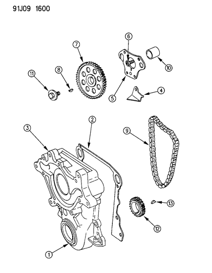 1993 Jeep Grand Cherokee Timing Cover & Intermediate Shaft Diagram 2