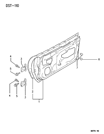 1995 Dodge Stealth Door, Front Panel & Hinges Diagram