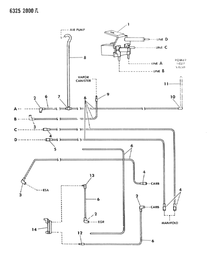 1987 Dodge Ram Wagon EGR Hose Harness Diagram 6