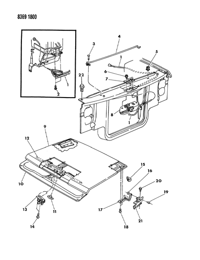 1989 Dodge Dakota Hood & Hood Release Diagram