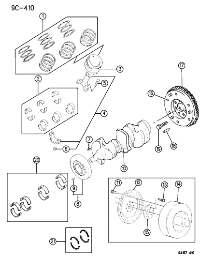 1994 Dodge Grand Caravan Crankshaft , Piston & Torque Converter Diagram 2