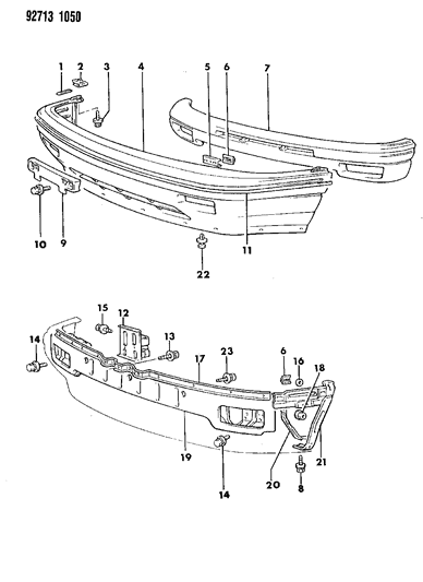 1993 Dodge Colt Front Fascia & Support Diagram