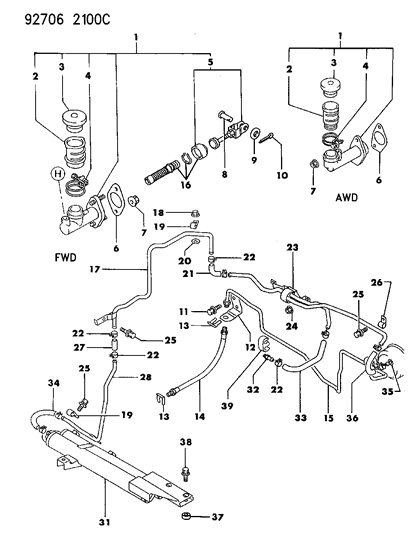 1992 Dodge Stealth Pin-Clutch Pedal Diagram for MF472042