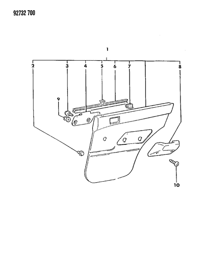 1992 Dodge Colt Door Trim Panel & Armrest Diagram 2