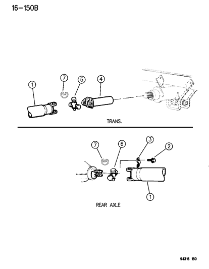 1994 Dodge Ram 1500 Propeller Shaft Single Shaft Diagram