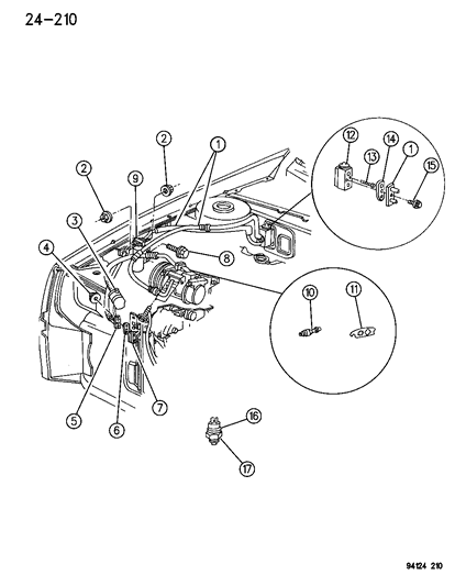 1994 Chrysler LeBaron Sedan Plumbing - A/C & Heater Diagram 2