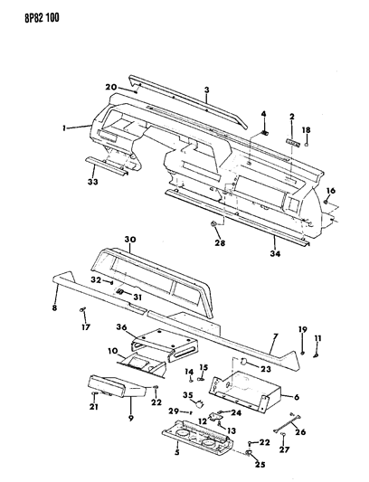 1990 Dodge Monaco Instrument Panel Without Passive Restraints Diagram