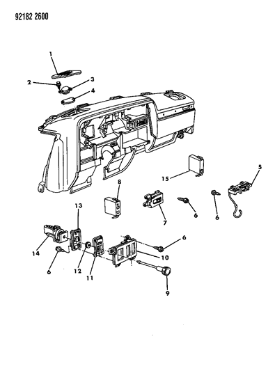 1992 Chrysler New Yorker Instrument Panel Switches, Controls & Speakers Diagram