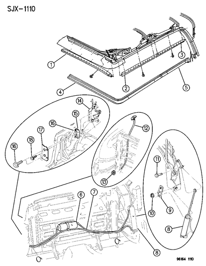 1996 Chrysler Sebring Convertible Convertible Motor & Weatherstrip Diagram