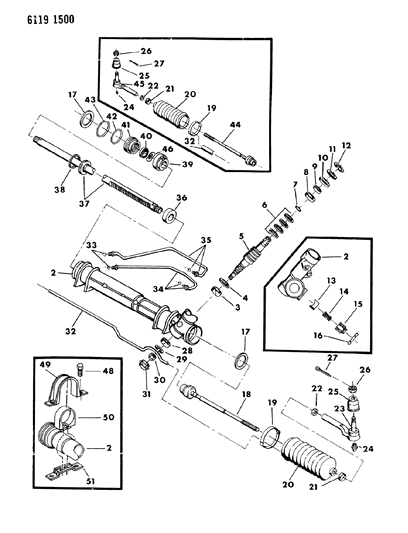 1986 Dodge Aries Gear - Rack & Pinion, Power & Attaching Parts Diagram 1