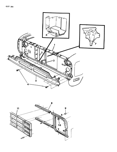 1984 Dodge D350 Radiator Grille Diagram