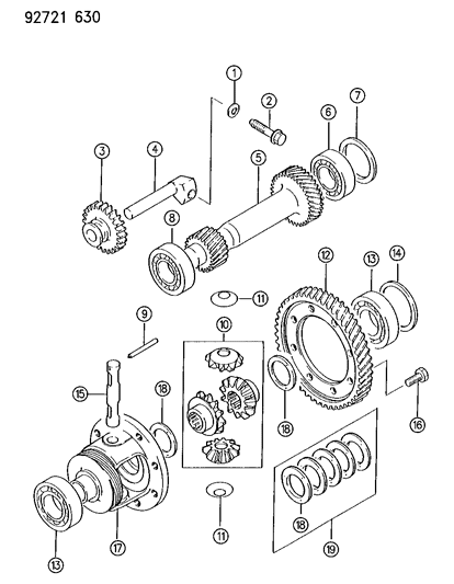 1993 Dodge Colt Gears & Output Shaft Diagram 2