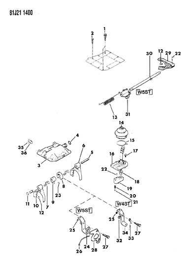 1984 Jeep Wagoneer Shift Forks, Rails And Shafts Diagram 10