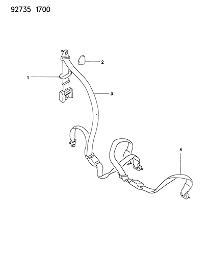 1993 Dodge Colt Seat Belts - Rear Diagram