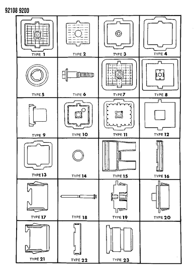 1992 Dodge Daytona Bulkhead Connectors & Components Diagram