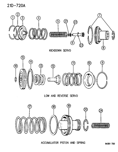 1995 Dodge Ram 2500 Servos - Accumulator Piston & Spring Diagram 1