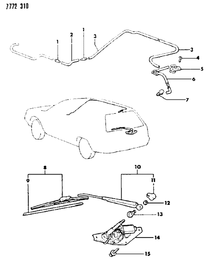 1988 Dodge Colt Blade-Rear Window WIPER Diagram for MB262907