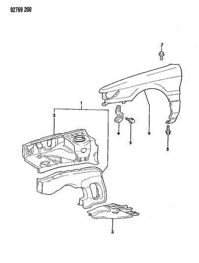 1992 Dodge Colt Fender Diagram