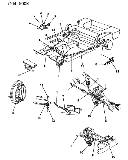 1987 Chrysler LeBaron Base Cables, Parking Brake Diagram