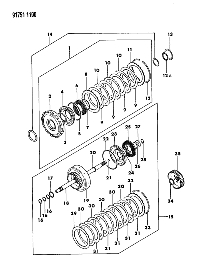 1991 Dodge Stealth Clutch, Front & Rear Diagram