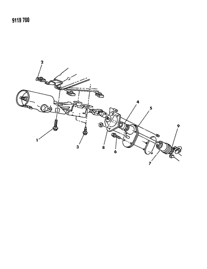 1989 Dodge Omni Column Attaching Parts Studs, Bolts, Cover, Seal Diagram