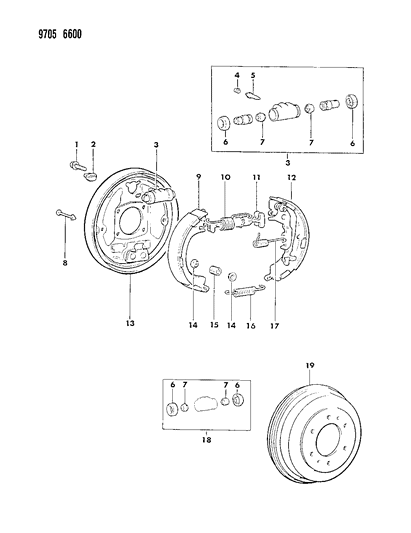 1989 Dodge Ram 50 Brake, Rear Drum Diagram