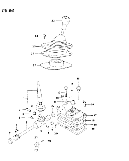 1987 Dodge Raider Control, Shift Transfer Case Diagram