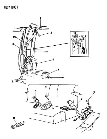 1989 Dodge Dakota Belt-Front Lap & SHLDR Diagram for F848EA3