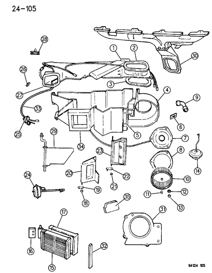 1994 Chrysler LeBaron GTC Heater Unit Diagram