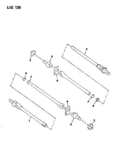 1987 Jeep Wrangler Shafts - Front Axle Diagram 1