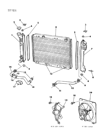 1985 Chrysler LeBaron Base Radiator & Related Parts Diagram 1
