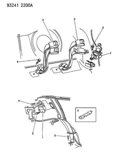 1993 Chrysler New Yorker Belt - Front Seat Diagram 2