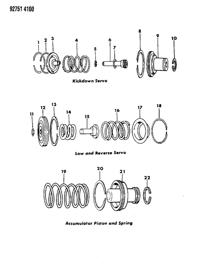 1993 Dodge Ram 50 Servos - Accumulator Piston & Spring Diagram