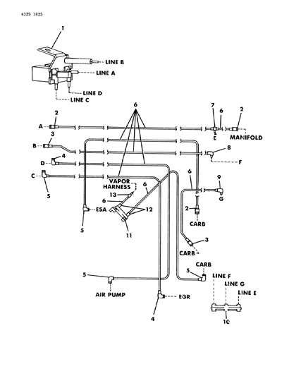 1985 Dodge Ram Wagon EGR Hose Harness Diagram 1