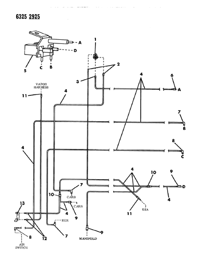 1986 Dodge W350 EGR Hose Harness Diagram 4