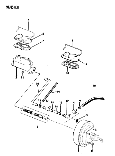 1993 Jeep Cherokee Booster & Master Cylinder Diagram