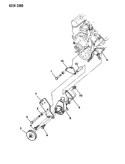 1987 Dodge D150 Pump Mounting - Power Steering Diagram 1