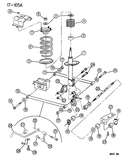 1995 Dodge Neon Suspension - Rear Diagram