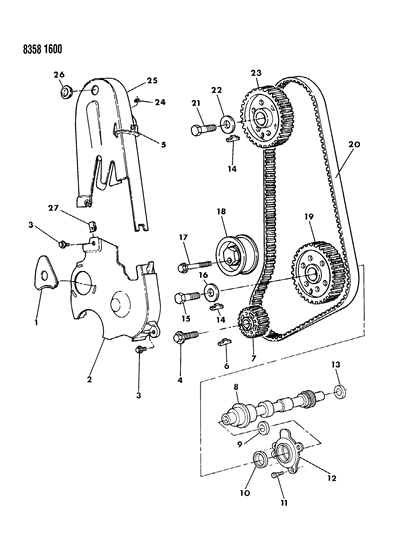 1989 Dodge Dakota Timing Belt & Cover & Intermediate Shaft Diagram